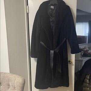 FRYE Women's Black Long Teddy Coat